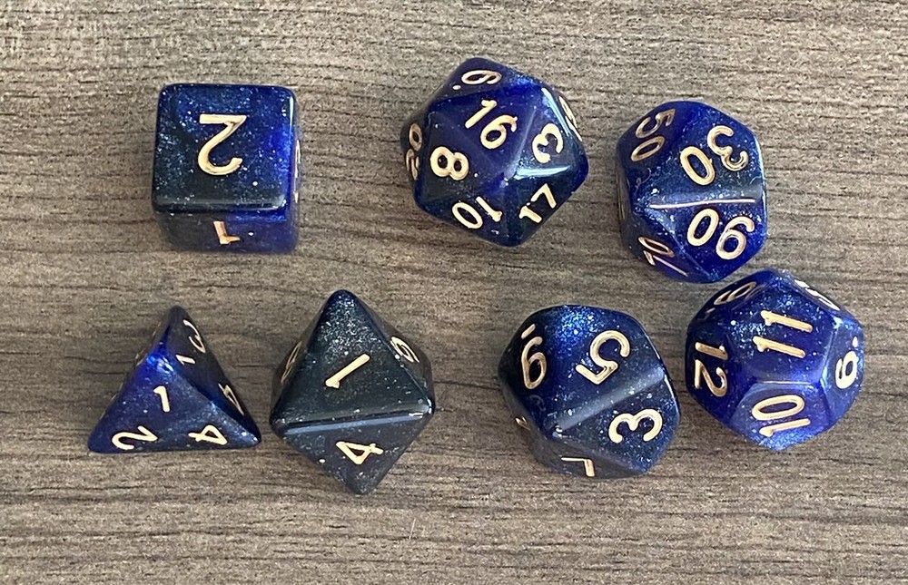 7 Piece Dice Set Polyhedral Dark Blue Die