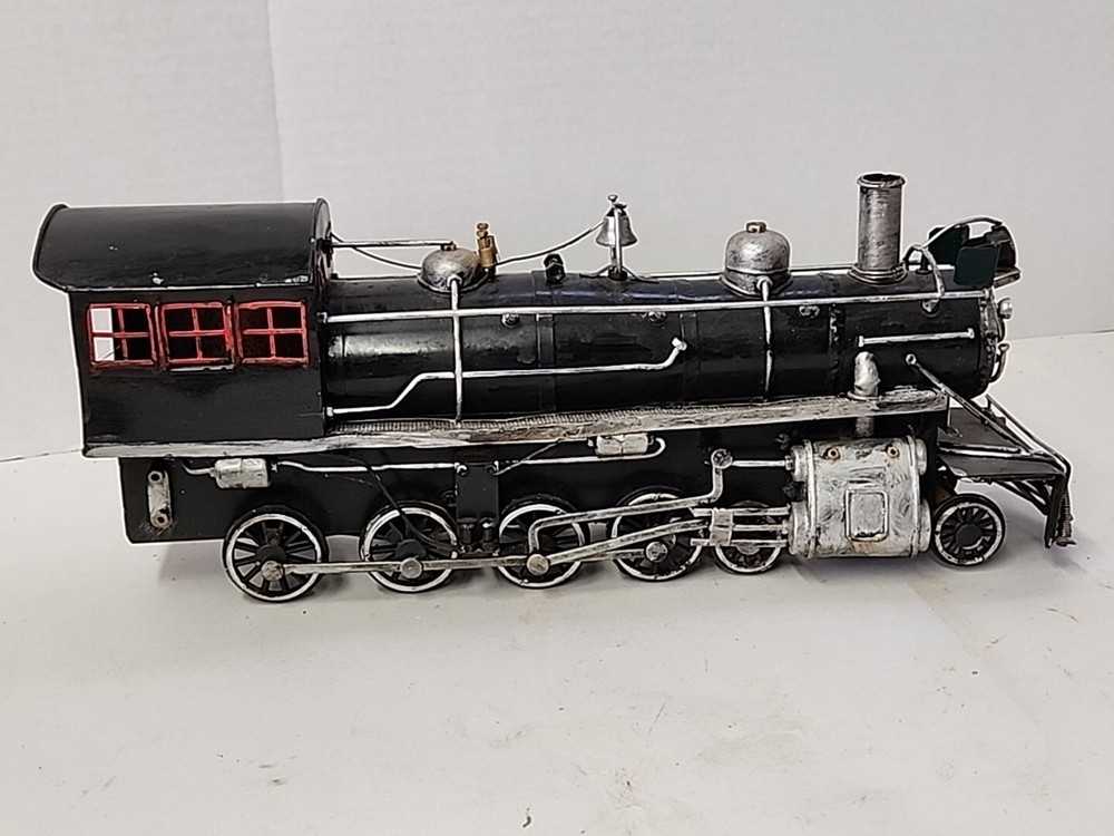 Train Engine Replica Black With Red Decor Rare
