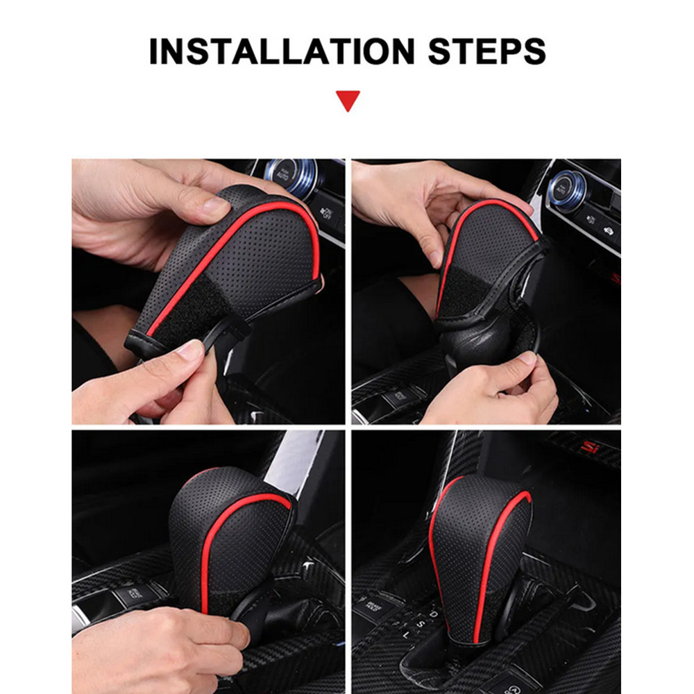 Leather Car Gear Shift Collars Interior Shift Knob Covers Gear Sleeve Protector