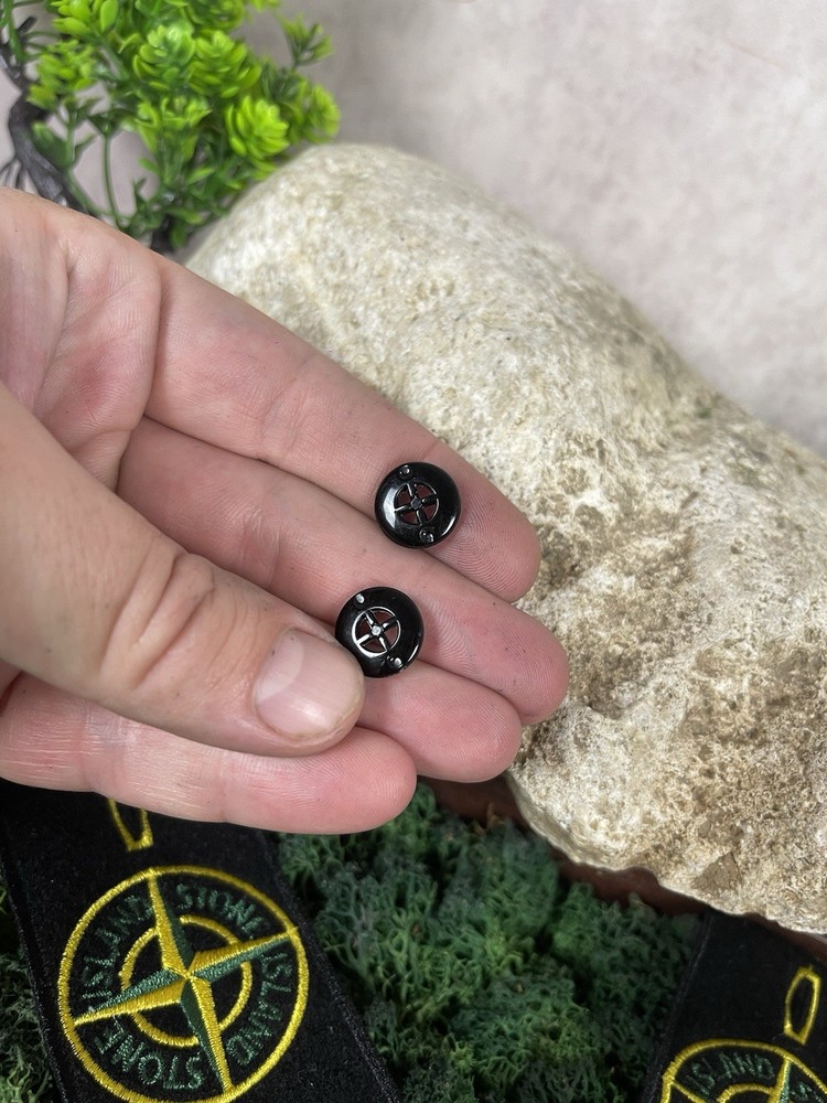STONE ISLAND Badge +2 Buttons Black Logo Patch Compass