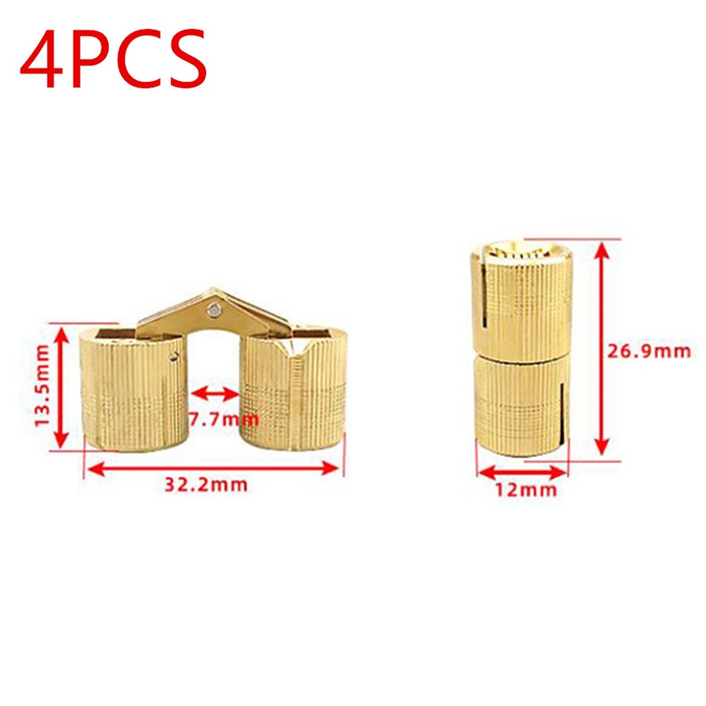 4Pcs 180° Open Angle 12mm Copper Invisible Hidden Hinges For Concealed Worktop