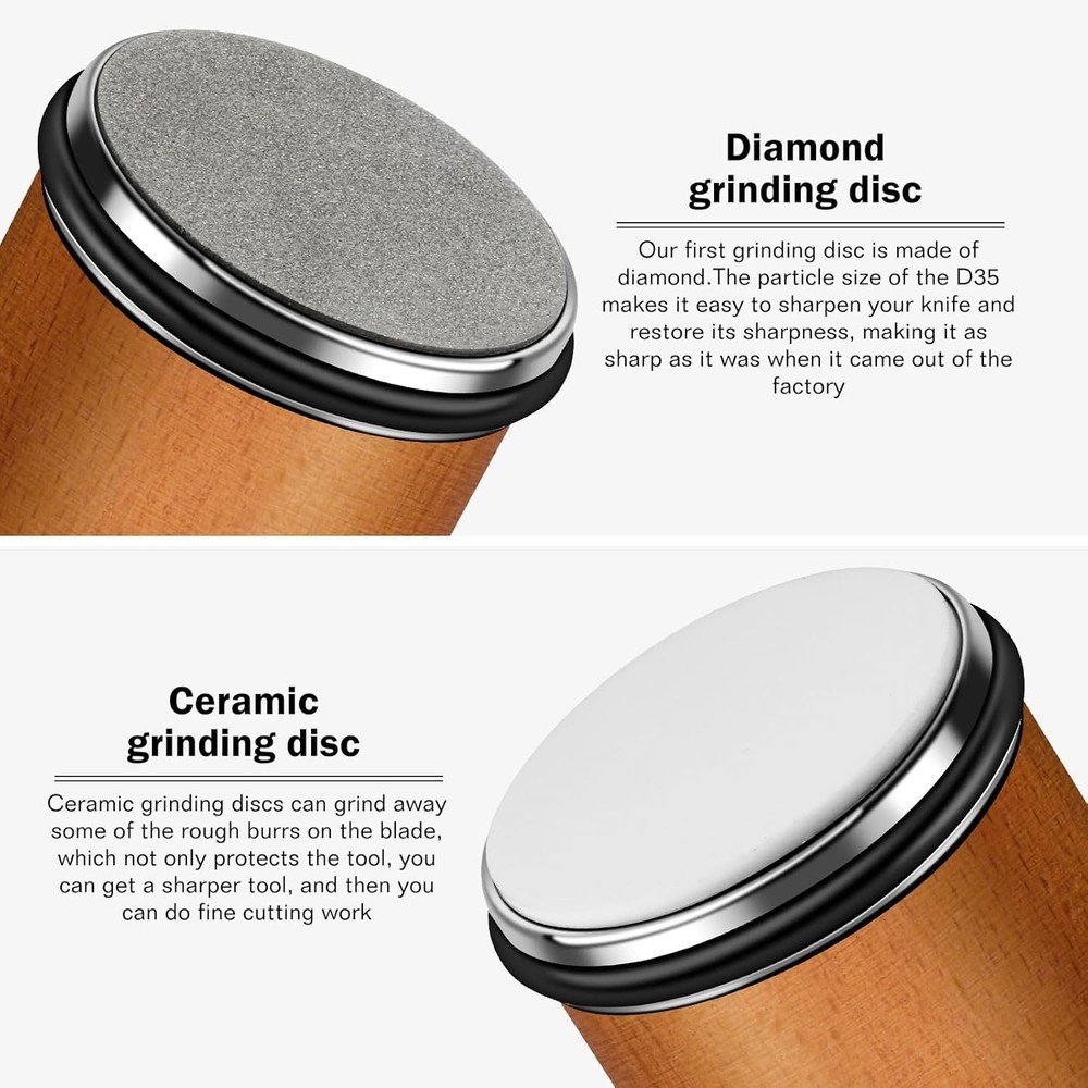 Rolling Knife Sharpener Kit with Diamond & Ceramic for Precision Cutting