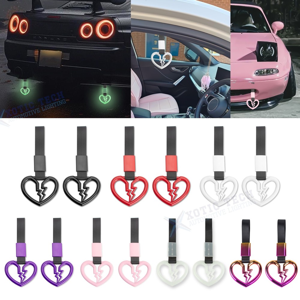 Tsurikawa Broken Heart JDM Drift Handle Ring Loop Bumper Warning Car Accessory