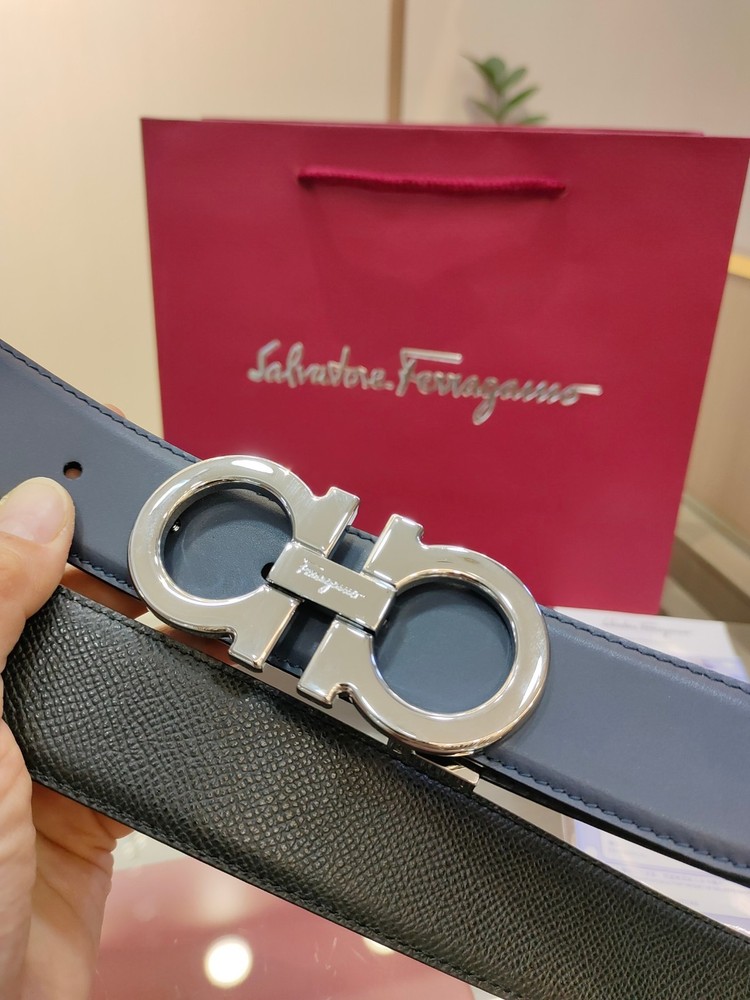 Authentic Ferragamo Belt Blue-Black Reversible NWT