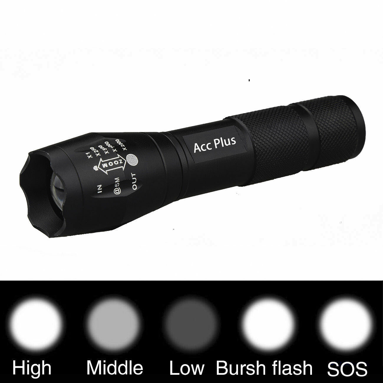 3 x Tactical 18650 Flashlight High Powered 5Modes Zoomable Aluminum