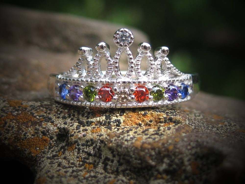 METAPHYSICAL UNICORN RING 925 STERLING MULTI GEM STONE CROWN