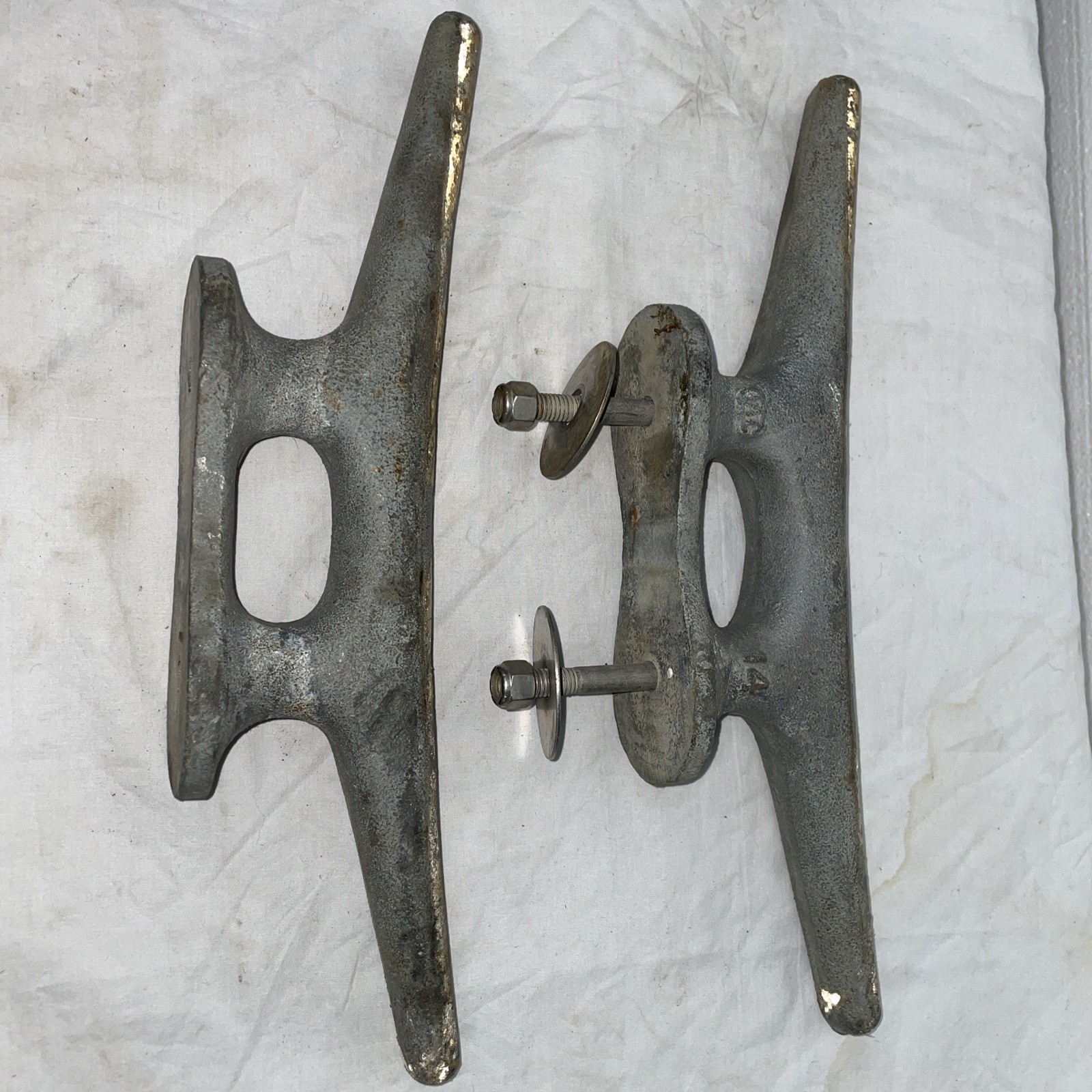 Pair Vintage 14” Boat Dock Cleats Cast Iron Marine Hardware Wilcox Crittinsen