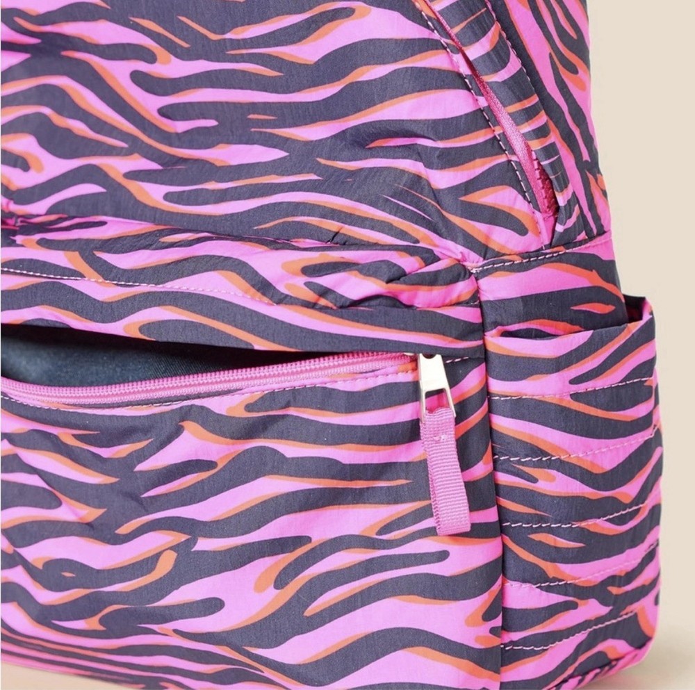 Pink Zebra Print Backpack Polyester Canvas Adjustable School