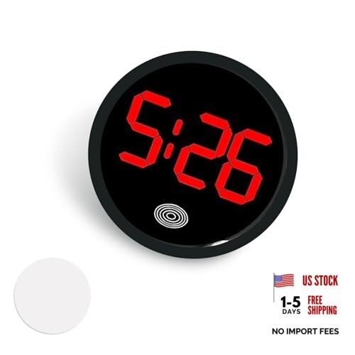 Car Digital Clock, Touch Night Light LED Display Screen Clock, Round 1 PC Red