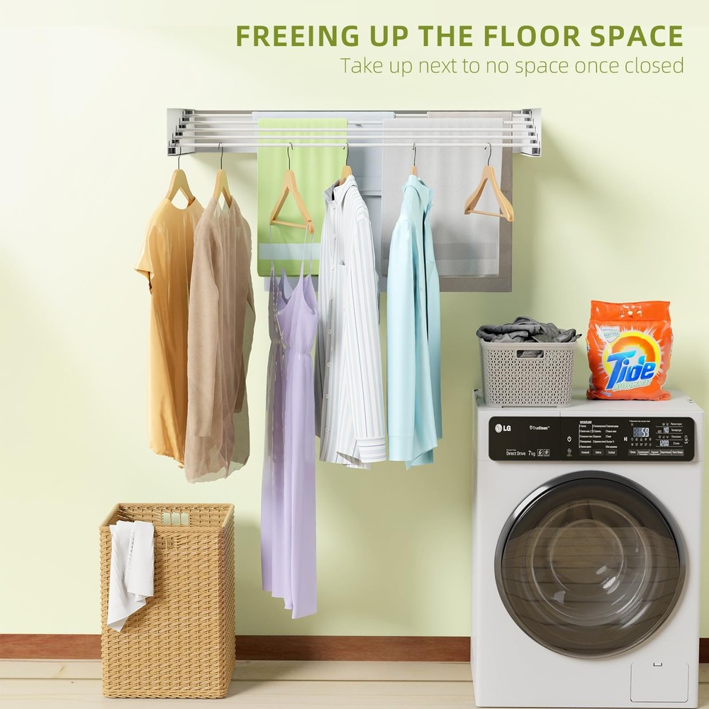 Laundry Drying Rack Collapsible, Wall Mounted, Clothes Drying Rack, 31.5 Wide...