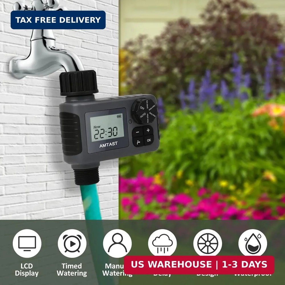 Sprinkler Timer Programmable Garden Hose Faucet Timer with Rain Delay/Manual/Aut