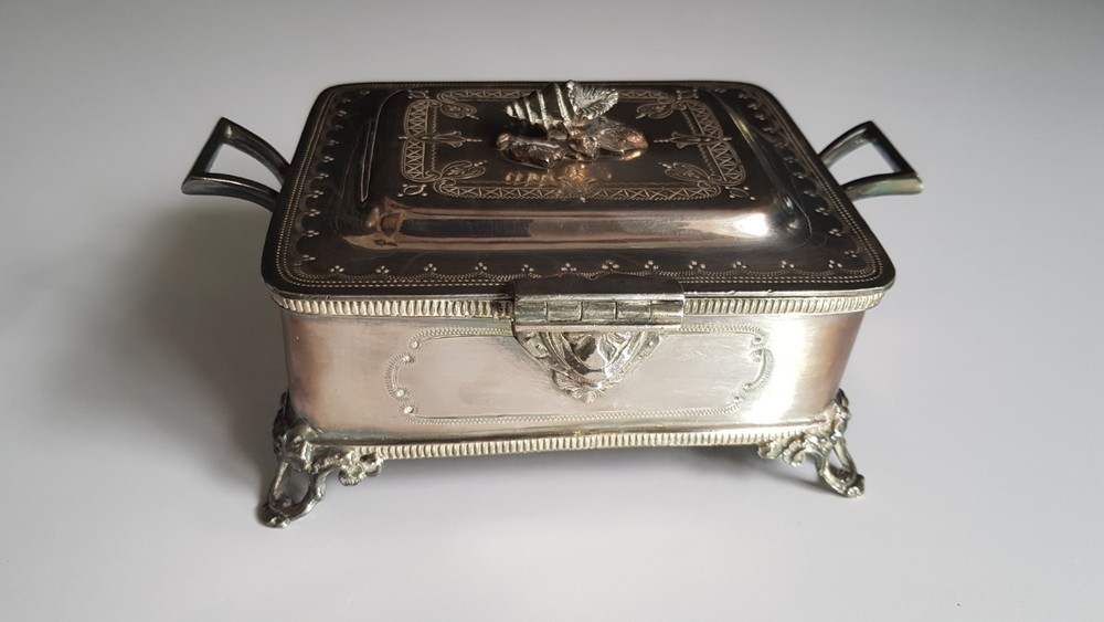 silver plate sardine box c1880-1910
