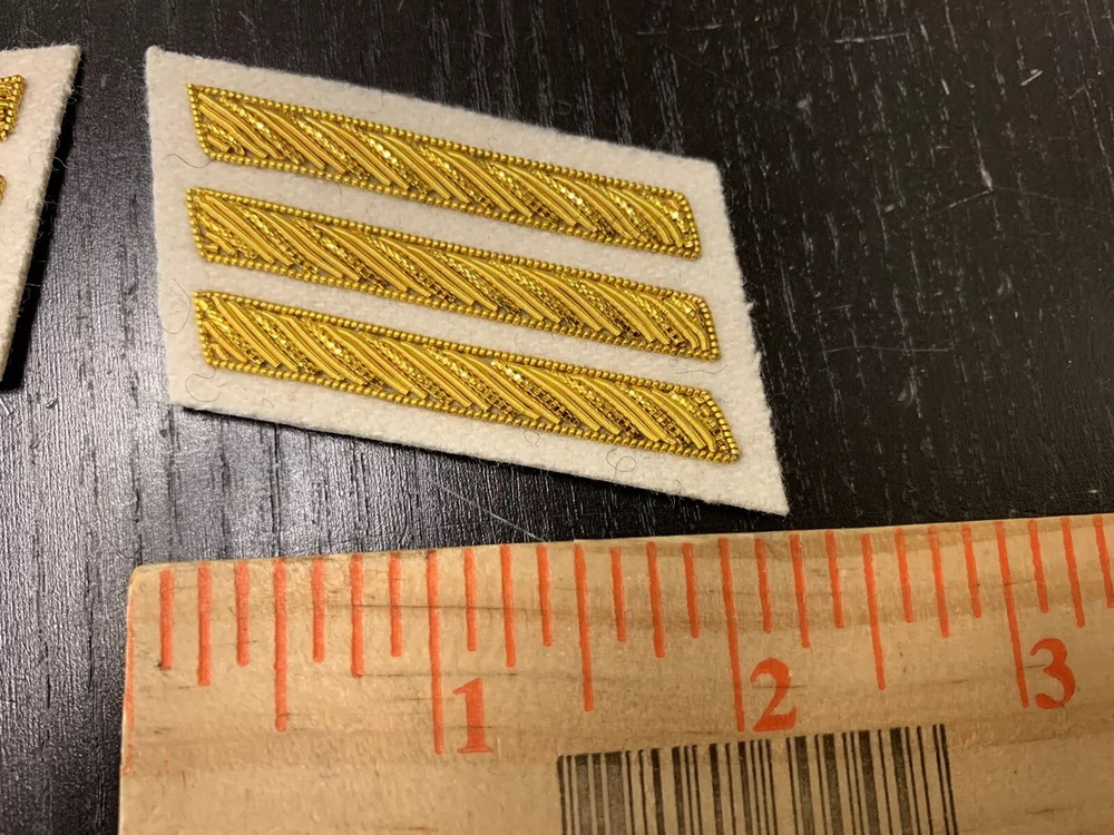 CSA Gold Embroidered Captains Bars - BUFF Background Pair - NEW