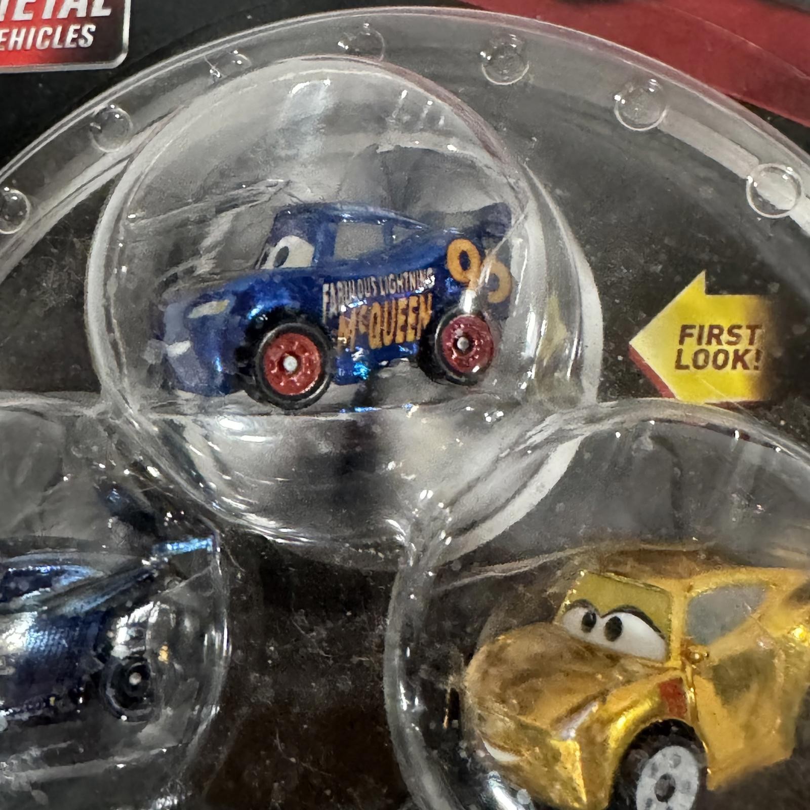 Disney Pixar Cars Mini Racers Metallic Series 3 Pack McQueen Diecast Mattel