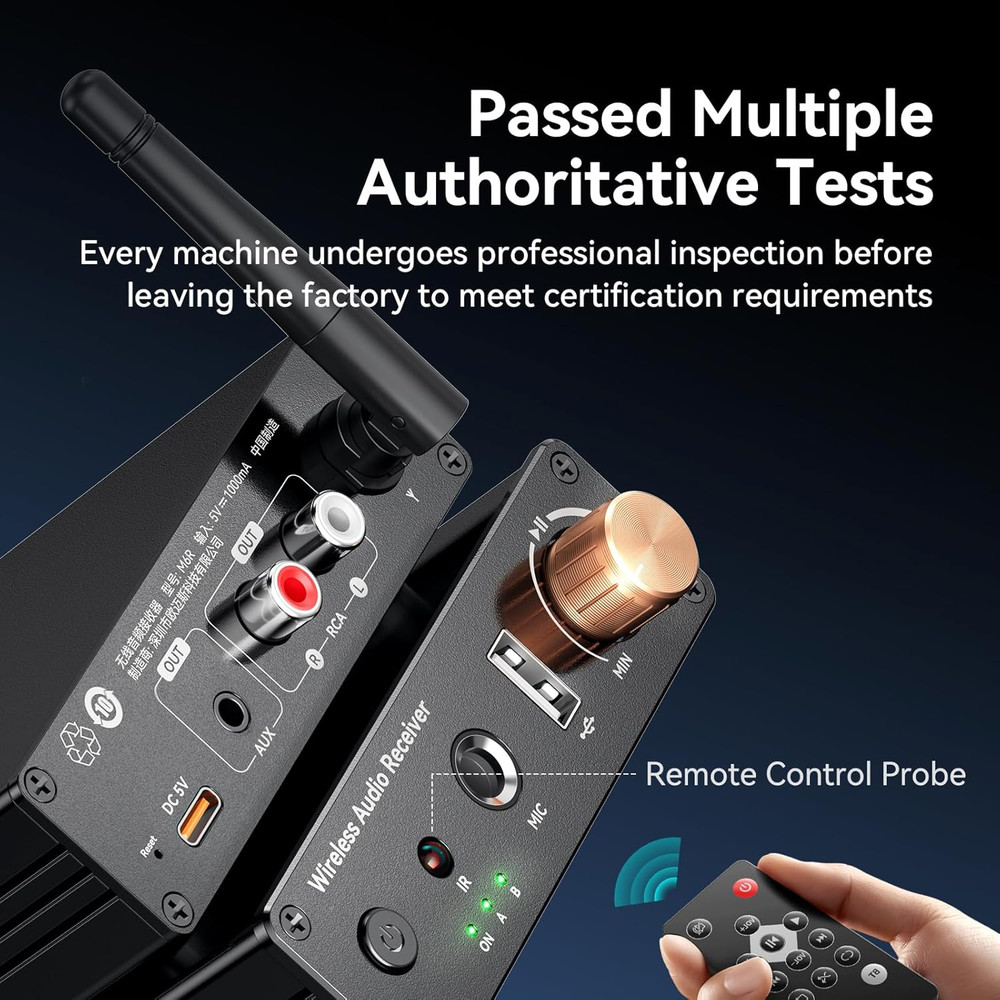 Bluetooth 6.0 Receiver, Bluetooth Audio Adapter with 3.5mm AUX RCA Cable, Wirele
