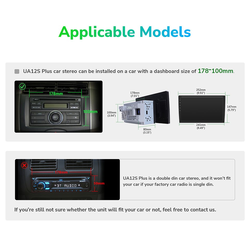 10.1" QLED Double DIN Head Unit Android Car Stereo Apple CarPlay GPS Navigation