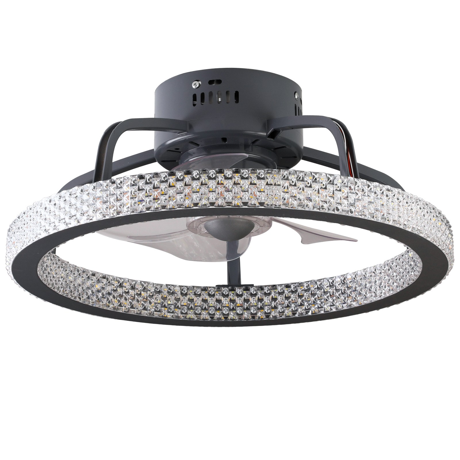 TCFUNDY Flush Mount LED Ceiling Fan with Light APP Control w/ Bluetooth Speaker