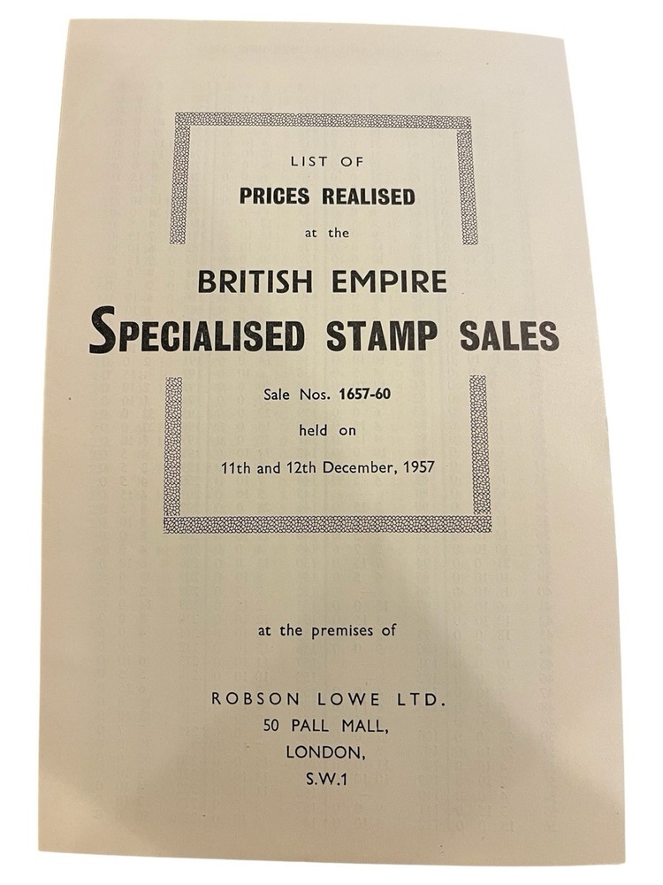 1957 Robson Lowe British Empire Stamp Auction Catalogue + Prices Realised