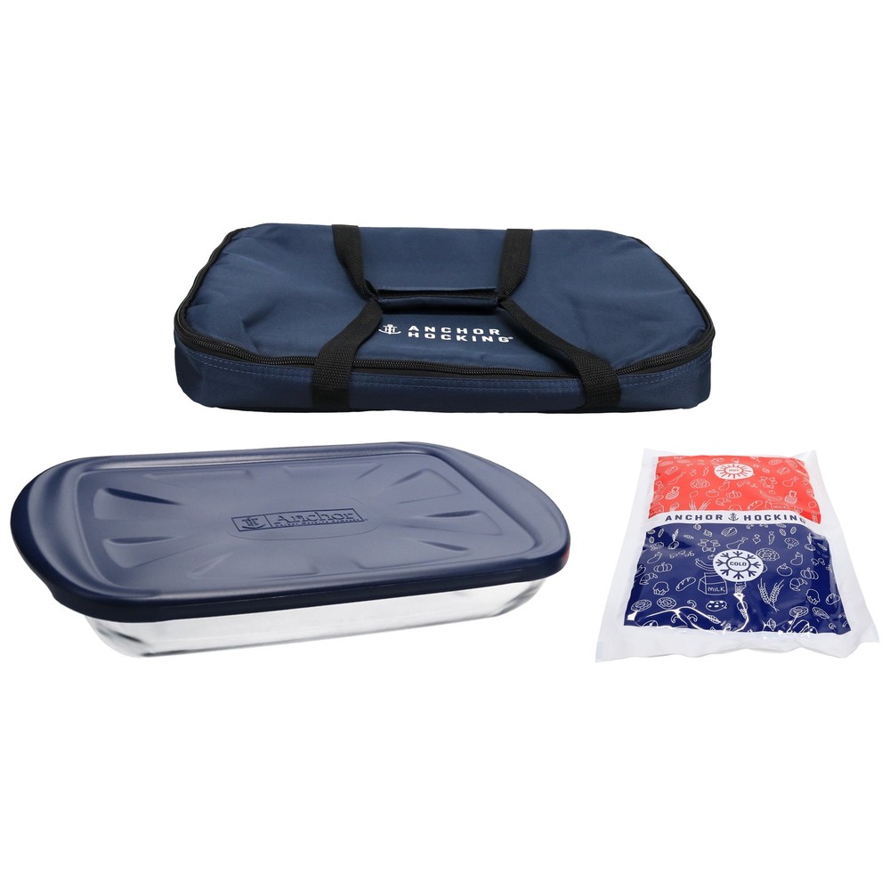 Anchor Hocking 4-Piece Essentials Bake N Take Set - Navy Blue