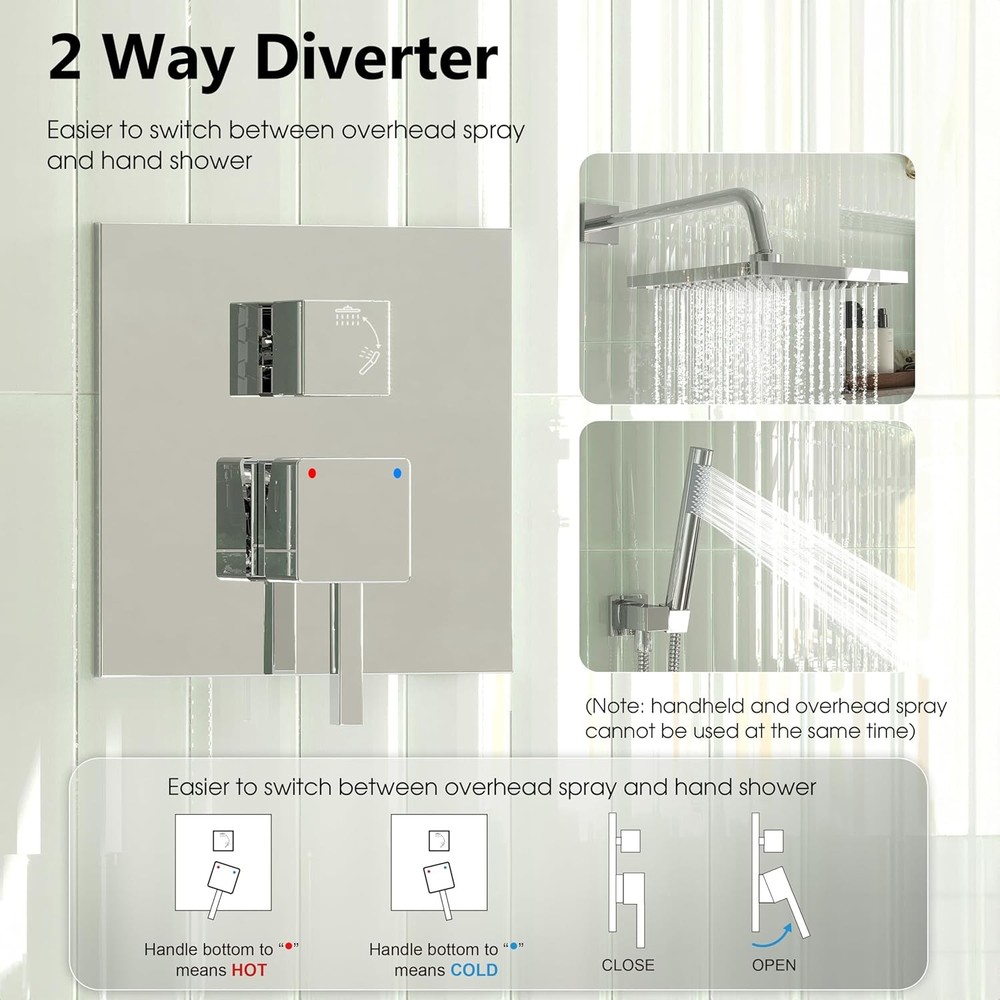 Rain Shower System with Handheld Chrome Wall Mount