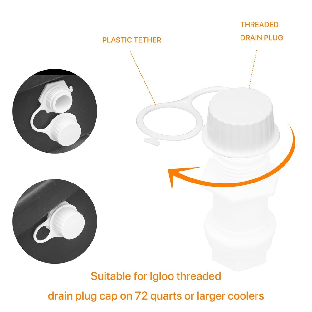 Tethered Drain Plug caps,Compatible with Igloo Cooler Threaded Drain caps.Coo...