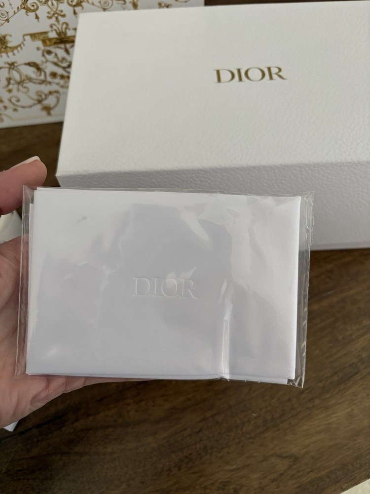 Dior Authentic Ornate White Gold Gift Box Set, Bag Ribbon Star Charm Rectangular