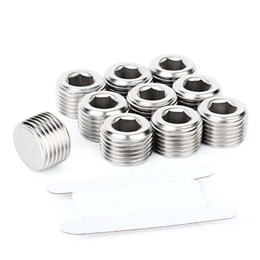 10PCS 304 Stainless Steel Socket Pipe Plug 1/8" MNPT-10Pcs Internal Hex Thread