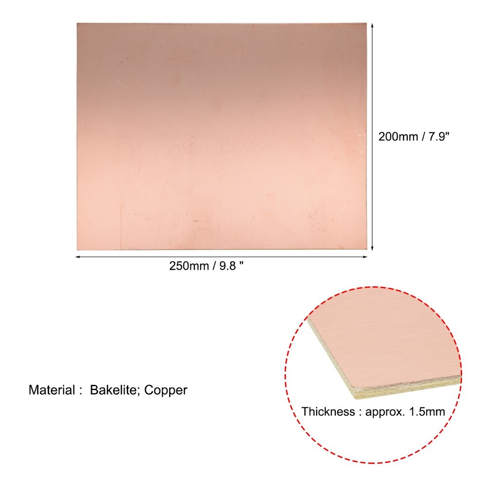 5pcs. 250x200mm Single Side Coated Copper Laminated PCB Circuit Bakelite Board