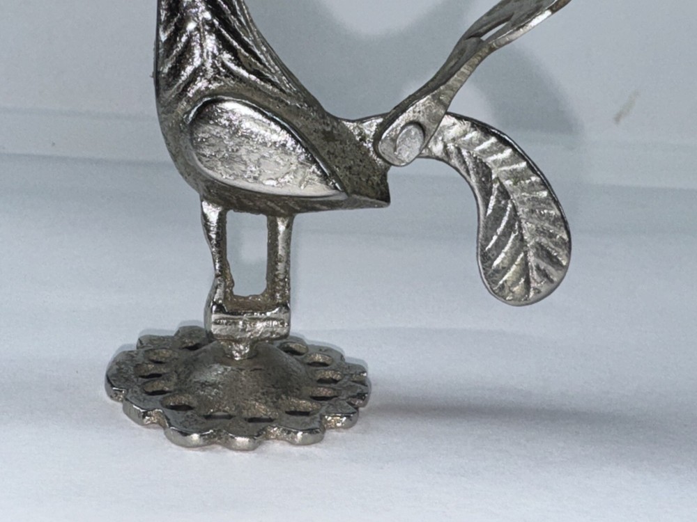 Unique Antique Vintage Solid Silver Brass Kohl Empty Flask Peacock Bird Figure