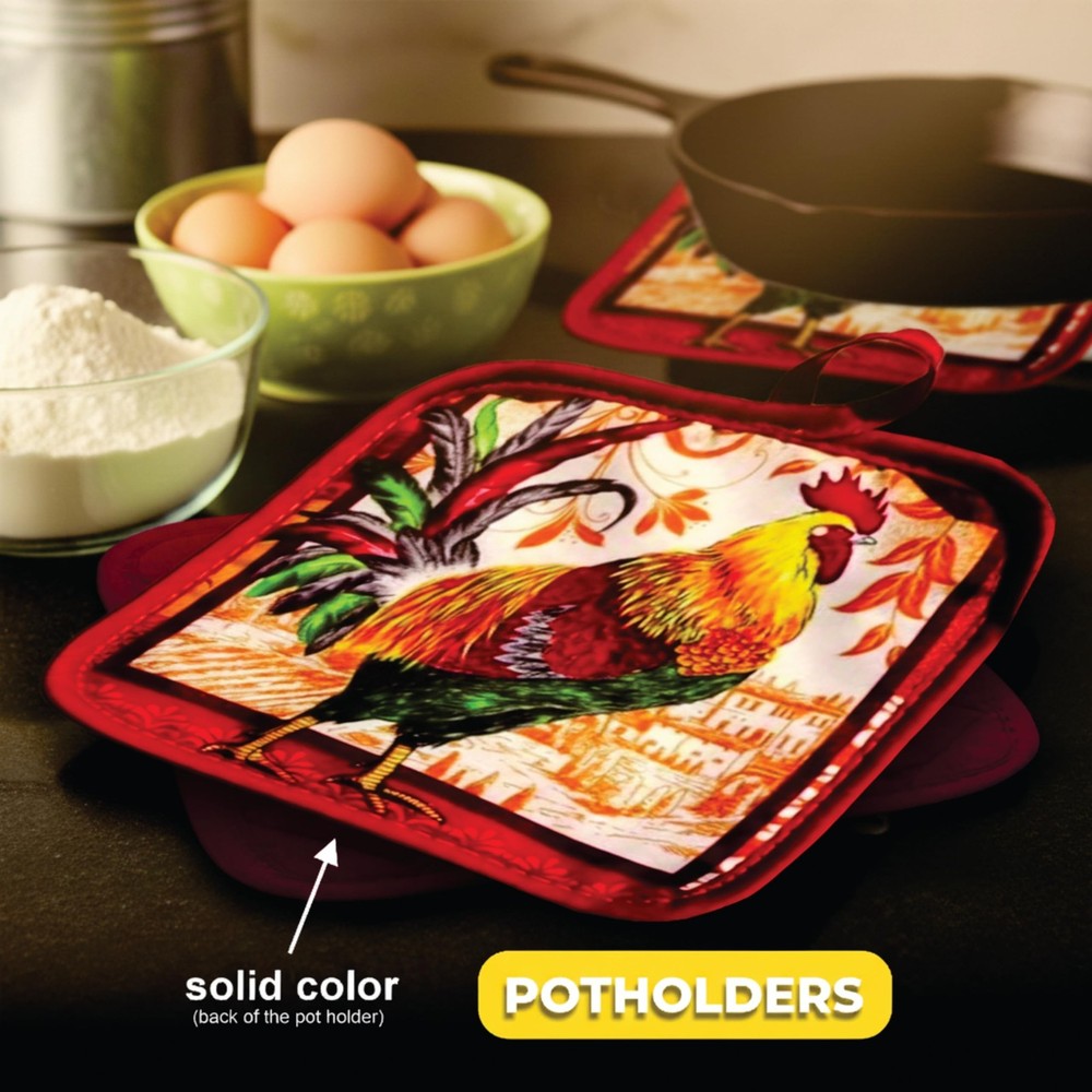 Lobyn Value Packs: Decorative & Functional Rustic Rooster Kitchen Set – 5