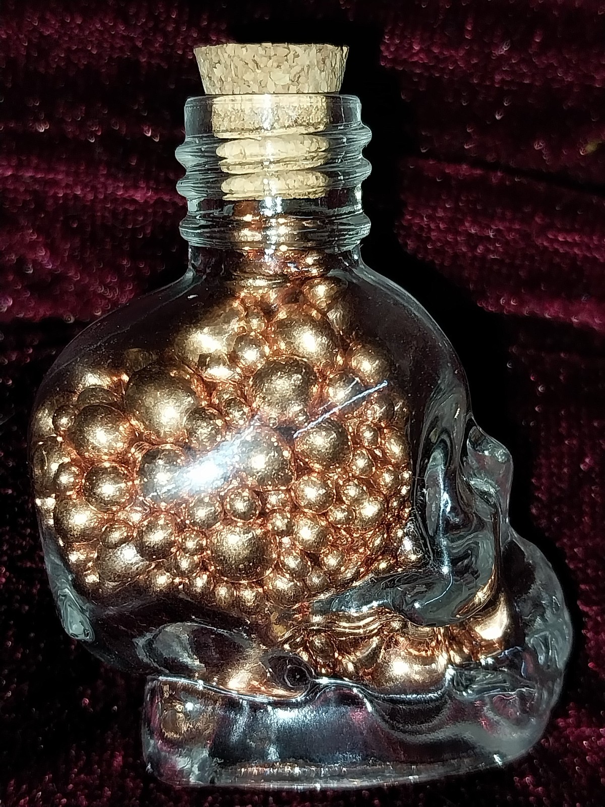 Copper Bullion in Skull Glass Bottle - 99.9 % Pure - 44 Grams - Great Gift!