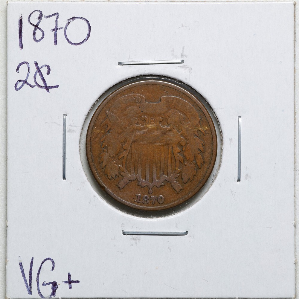 1870 2C Two Cent Piece in VG+ Condition #2369