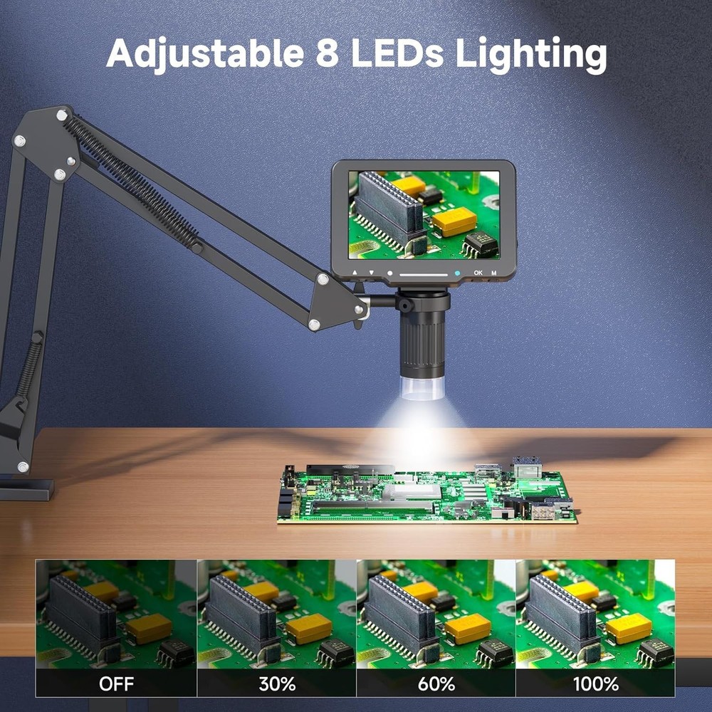 5" LCD Digital Microscope, 1000X Magnification Soldering Microscope for Elect...