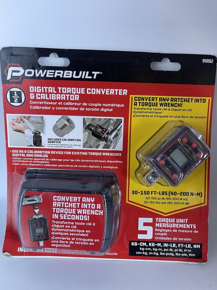 Powerbuilt 940962 1/2" Drive Digital Torque Socket Adapter – New Sealed