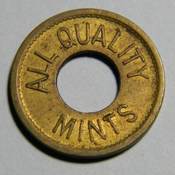 All Quality Mints 5¢ Antique Machine Token (01937)