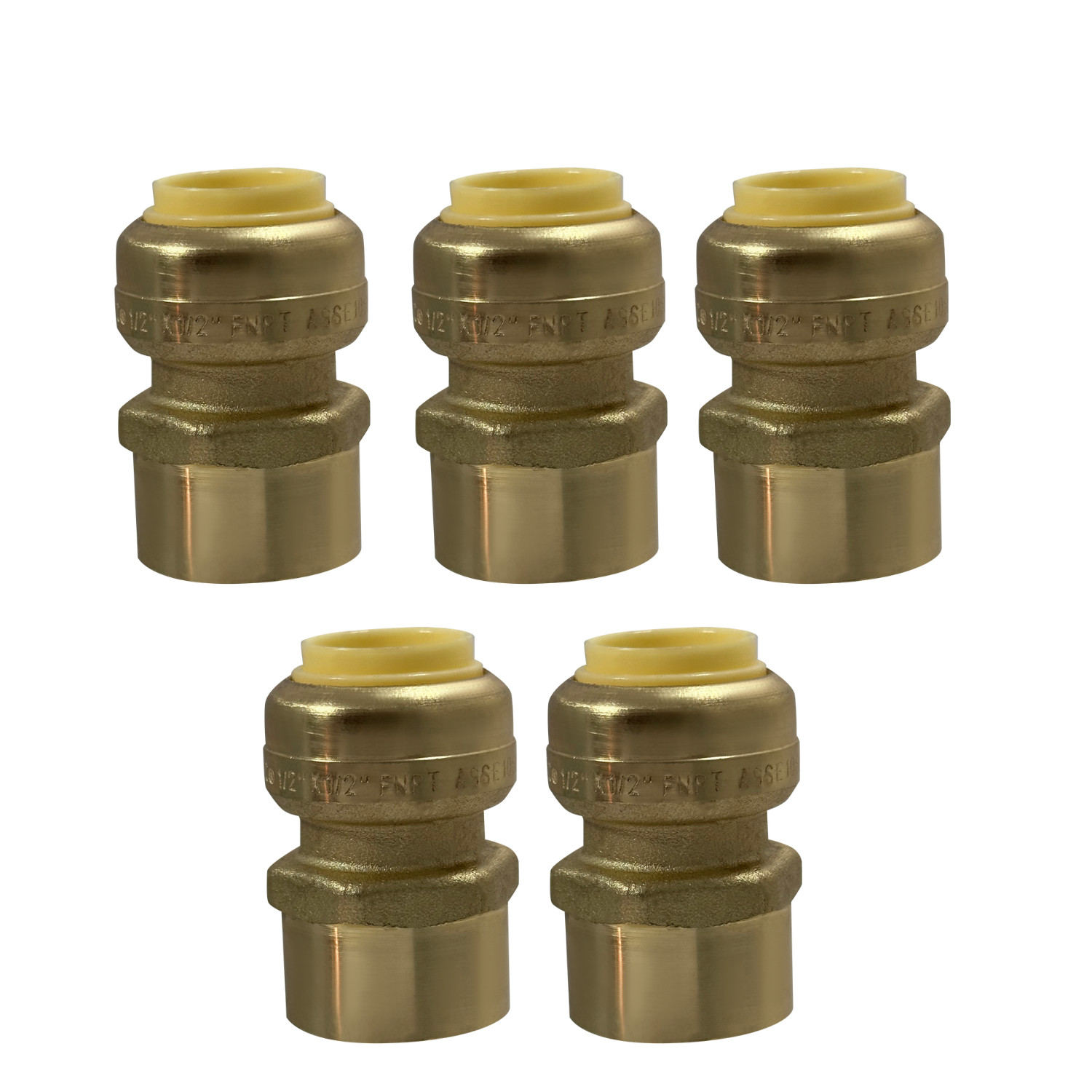 5 Pack XFITTING 1/2" Push Fit x 1/2" Female NPT Adapter, Lead Free Brass