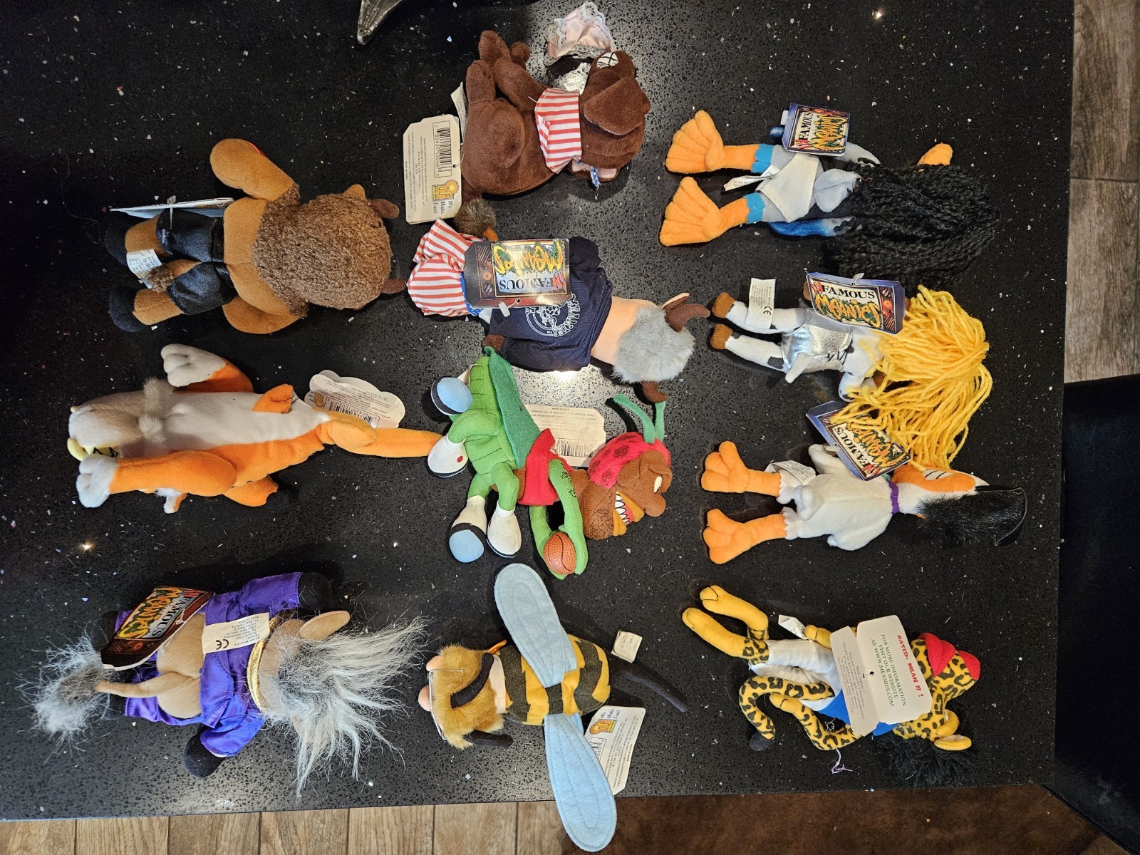 Lot Of 13 Assorted Vintage 1998 Infamous Meanies Meanies Beanbag Plush NWT