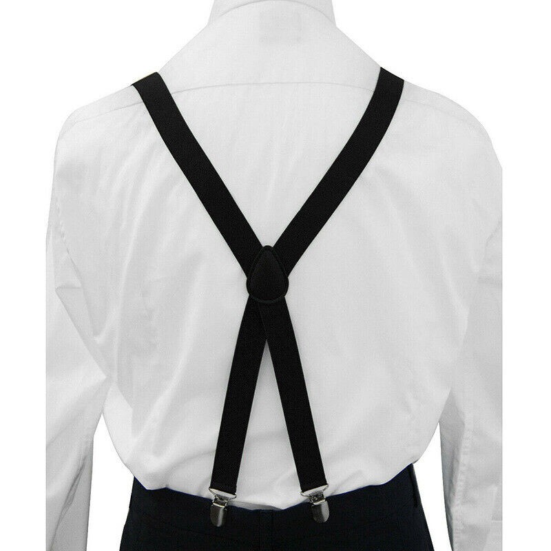 Adjustable Elastic General Pants Cross X-Type Suspender Strap Leather Crosspatch