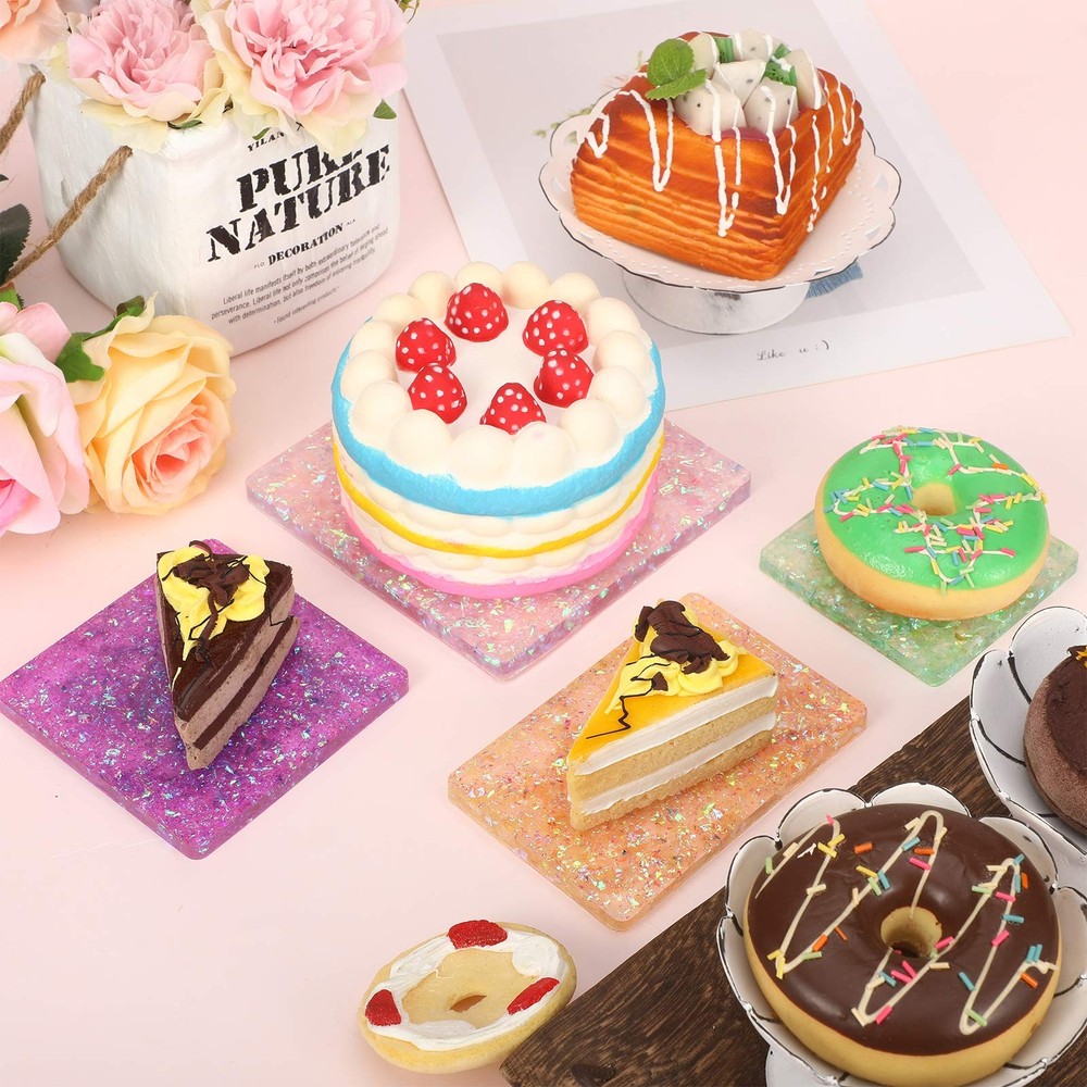 Patelai 6 Sizes Silicone Coaster Resin Molds Kit Square Rectangular White