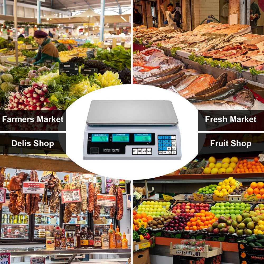 40kg/5g Digital Price Computing Scale for Vegetable US Plug backlit LCD display