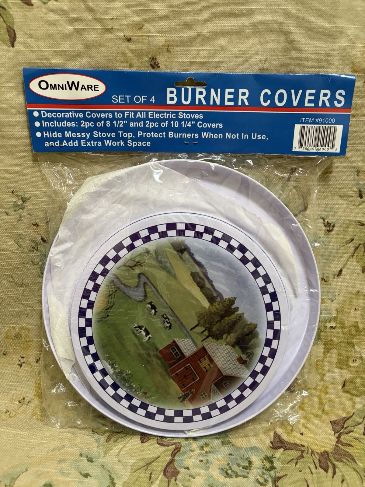 Vintage Stove Burner Covers Set of 4 New Old Stock Tin Cottagecore