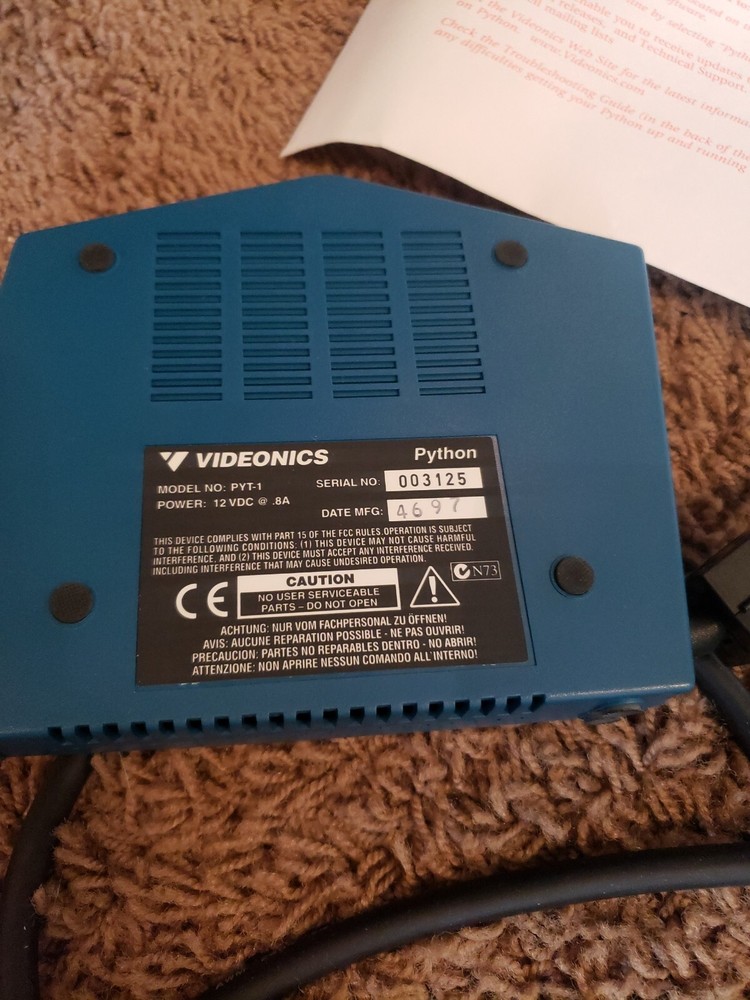 Vintage Gaming Videonics Python Video Capture Card w/ Free Software Complete