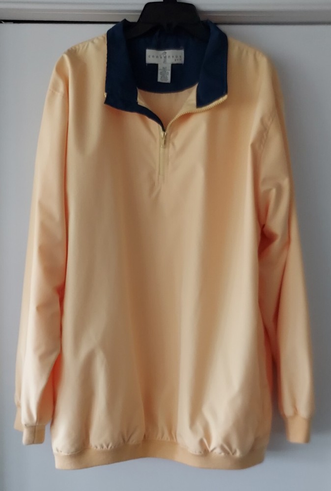 Consensus Golf Mens Pullover 1/4 Zip Jacket Sz XLT Tall Yellow Blue Lined