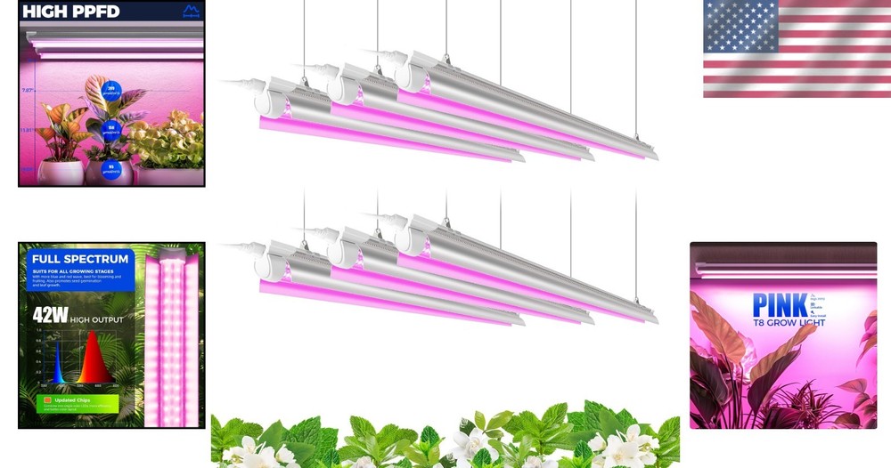 252W LED Grow Light 6-Pack, Full Spectrum, V-Shape Reflector