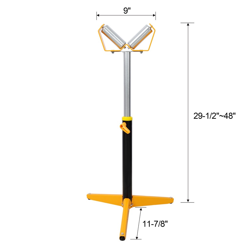 Heavy Duty V-Shape Roller Stand Adjustable Height 29.5-48 Material Support Steel