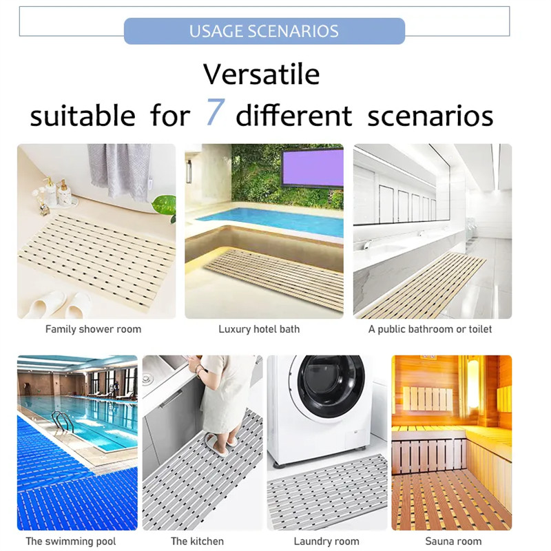 Anti Slip Bathtub Shower Mat For Spa Bathroom Floor Mat Safety with Drain Hole