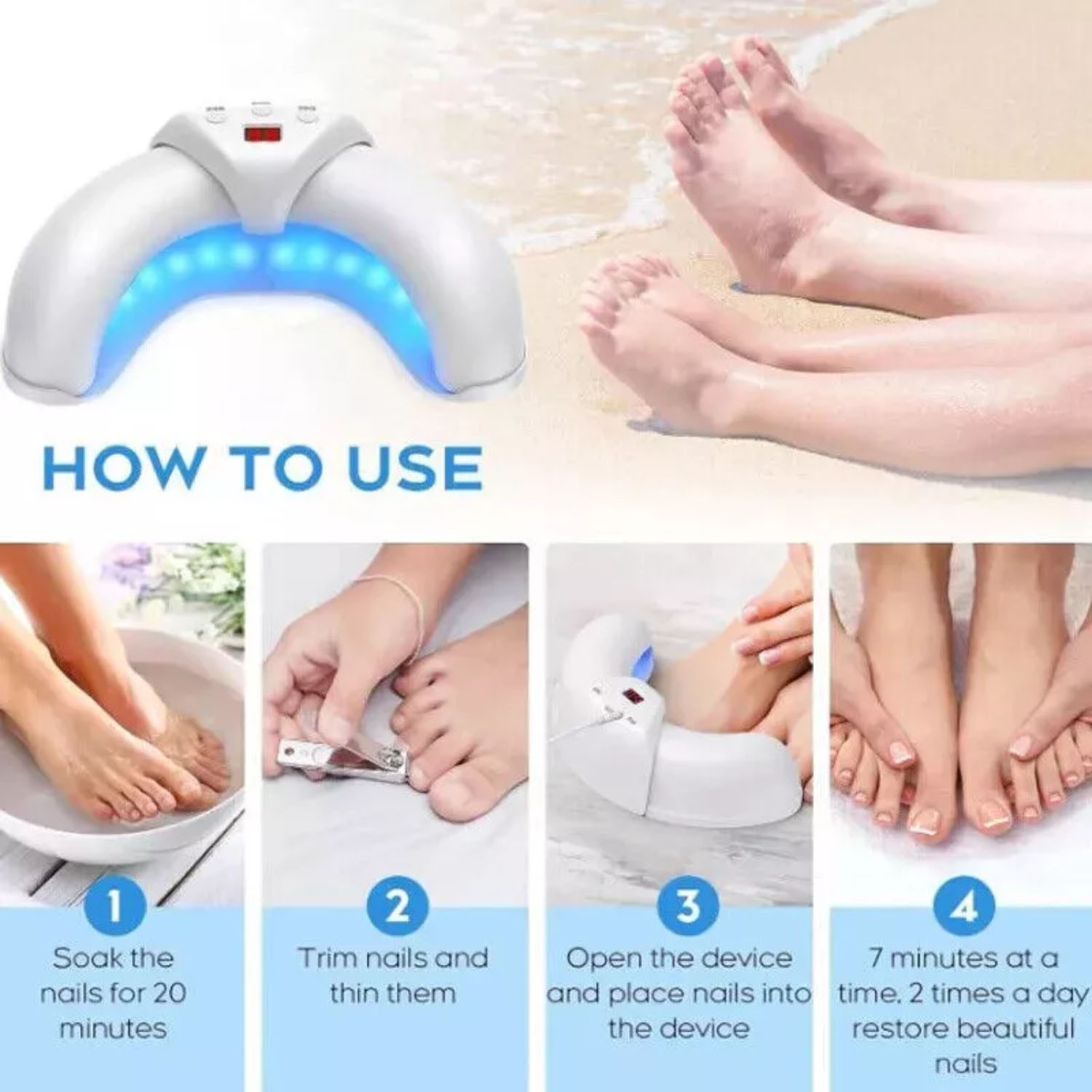 Nail Fungus Laser Nail Fungus Cleaning LED Light Device for Multiple Toenail US