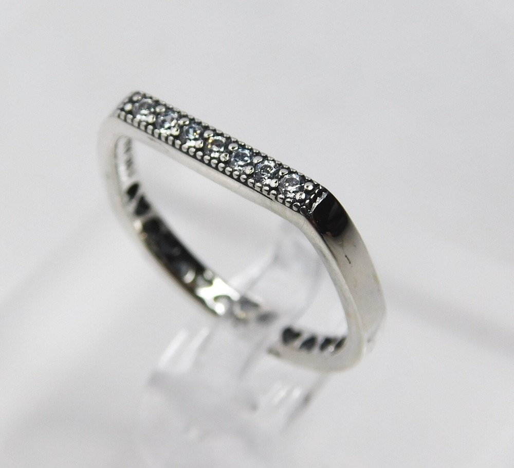 Authentic Pandora Ring, Bar Ring, Clear CZ, #199041C01