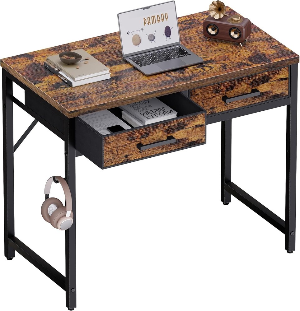32 Inch Small Computer Desk W/ 2 Drawers Bedroom Study Writing Home Office Table