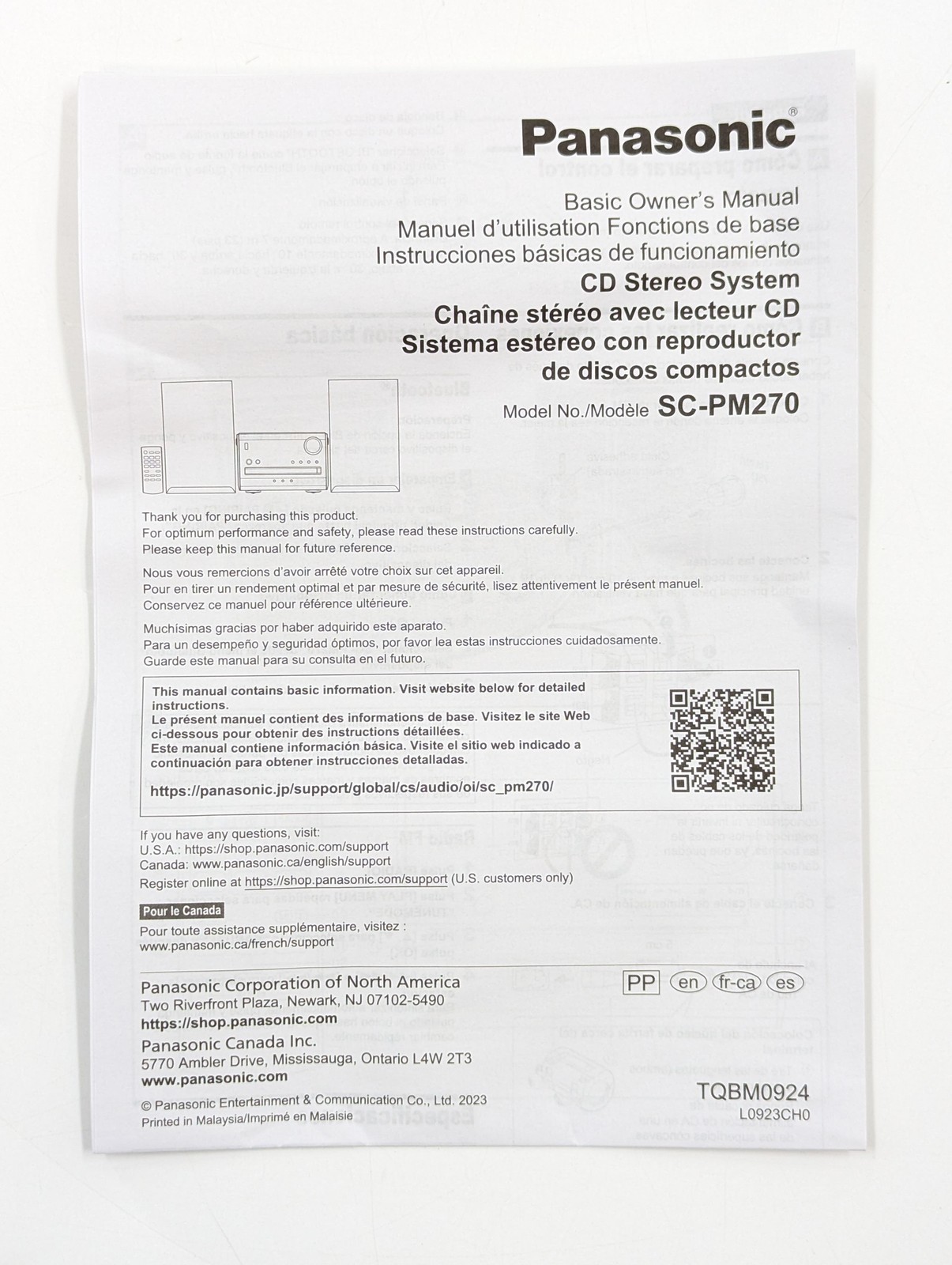 Panasonic Compact Stereo System w/ CD, Bluetooth & FM Radio (SC-PM270PP-K) Black